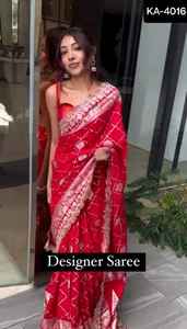 Vêtements ethniques indiens même couleur beau saree de créateur sur tissu de soie Kota avec codage et sequnce dentelle Saree de travail avec chemisier - Product Image 6