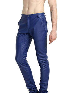 Pantalon en cuir respirant de couleur bleu uni, coupe ajustée, de haute qualité, pour la chasse en plein air, les voyages, pantalon en cuir ajusté pour homme, à vendre - Product Image 5