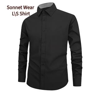 Chemises d'affaires formelles chemises boutonnées à manches longues 100% coton pour hommes - Product Image 5