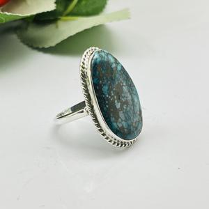 Bague Turquoise tibétaine 925 bague en argent Sterling faite à la main bague de créateur bague Turquoise NATURELLE bague de mode bague pour femme cadeau - Product Image 4