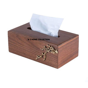 Fleur en laiton forme de rectangle en acier inoxydable porte-mouchoirs décoratif poli brillant boîte à serviettes - Product Image 2