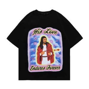 250GSM-Camiseta con hombros caídos y estampado gráfico personalizado para hombre, ropa de calle de gran tamaño - Product Image 3