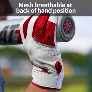 Gants de frappe de baseball en cuir, qualité professionnelle, légers, design de paume absorbant les chocs pour les frappeurs, ajustement souple et flexible - Product Image 3