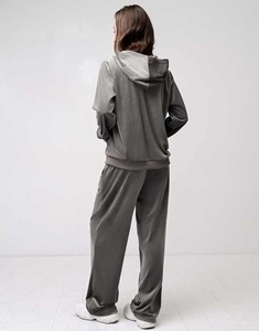 Elegante conjunto de chándal sólido para mujer, de manga larga Top, pantalones para correr, traje de chándal de dos piezas para deportes, Fitness, ropa informal, 100% de algodón - Product Image 3