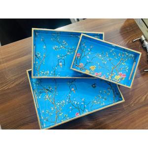 Juego de bandejas decorativas de madera para servir, precios baratos, bandeja de ducha de baño de bambú de estilo americano, bandeja de desayuno esmaltada para restaurante - Product Image 6