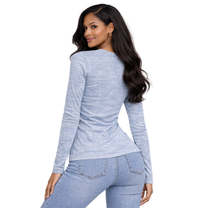 T-shirt à manches longues Denim 08 Legacy, vêtements de sororité grecque, rose vert, été, coton biologique, écologique, décontracté, élégant - Product Image 2