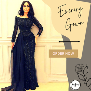 Dernière collection de robes de soirée noires perlées pour femmes Robe de soirée en tissu indien pour la fête et le mariage - Product Image 4