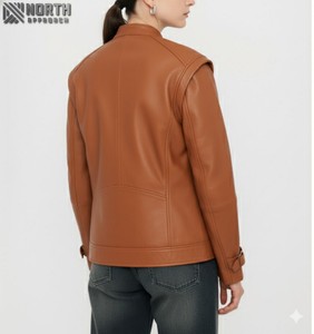 Chaquetas de Lona y Cuero Genuino para Mujer a Bajo Precio, Tejidas, Transpirables, de Moda Invernal, Alta Calidad, Servicio OEM Personalizado, Pedidos al por Mayor - Product Image 1