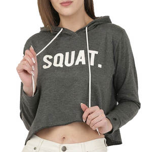 Sweat à capuche court pour femme à manches longues, personnalisé, de haute qualité, vente en gros, tendance 2026, 100% coton - Product Image 1