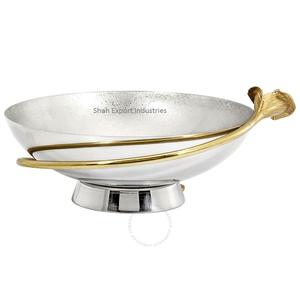 Tazón de servicio redondo niquelado de diseño clásico Tazón de servidor de frutas de gran tamaño Tazón de comida de catering de hotel de lujo - Product Image 2