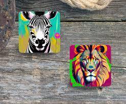 Posavasos de animales acrílicos coloridos Diseño duradero y llamativo Protege las superficies mientras agrega un estilo divertido y artístico a cualquier espacio - Product Image 3