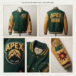 Chaqueta Letterman Personalizada de Lana Verde Oscuro con Mangas de Cuero Color Bronceado, Parche Bordado, Estilo Universitario, Ropa de Calle - Product Image 6