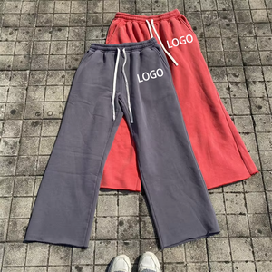 Pantalones de chándal extragrandes de lana de algodón personalizados, pantalones holgados de pierna recta para hombre, pantalones de chándal lavados Vintage para hombre - Product Image 2