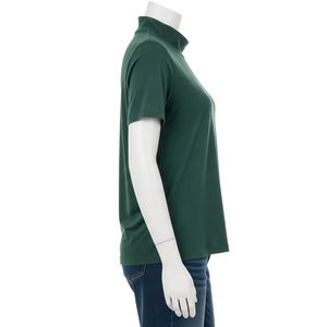 T-shirt en jersey écologique à col montant pour femmes Haut décontracté en tissu extensible en coton mélangé doux pour un usage quotidien et à la mode - Product Image 2