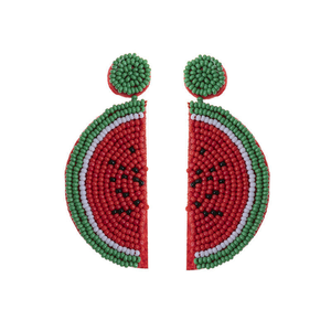 ต่างหูลูกปัดต่างหูโบฮีเมียนทำด้วยมือต่างหูลูกปัดรูปแตงโมผลไม้สำหรับผู้หญิง - Product Image 3