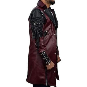 <b>Gothic</b> Leather <b>Jacket</b> Mens Coat - Product Image 3