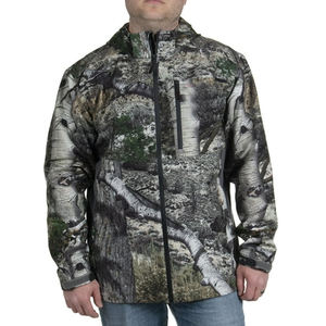 Veste de chasse d'hiver pour homme, style bomber rembourré uni avec col montant, logo frontal, coupe-vent, poignets côtelés, en gros - Product Image 1