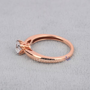 0,50 CT laboratorio crecido corte redondo VVS claridad 925 plata esterlina solitario anillo de compromiso de boda para mujeres pase probador de diamantes - Product Image 5