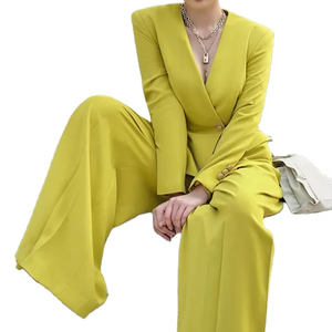 ชุดสูท2ชิ้นสำหรับผู้หญิงเบลเซอร์เอวสูงกางเกงขากว้างแฟชั่น2025 - Product Image 6