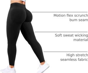 Qualité supérieure pour Impact Gym Workout Leggings pour femmes Scrunch Butt Lifting Seamless Mid-Low Waist Tummy Control Solid Pants - Product Image 4