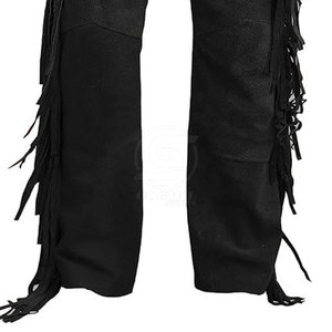 Pantalons pour hommes de style unique en vente en gros pour la vente en ligne, lavés, personnalisés avec votre propre design, franges en cuir suédé - Product Image 5