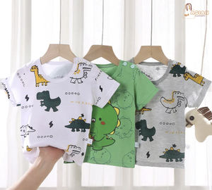 Impresión personalizada Color sólido Unisex Niños Top Ropa Algodón Cómoda Niñas Niños Camiseta de manga corta - Product Image 2