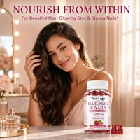 Gummies Cheveux Peau Ongles OEM 6000mcg Biotine Fraise Vitamines A C E Sugar Bear Gummies Cheveux 60 Unités Marque Privée