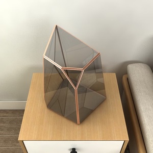Geometric Glass Terrarium with <b>Bronze</b> Edging Modern Design Ideal for Indoor Plants Succulents or Home Office Decor - Product Image 4