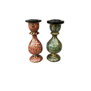 Porte-bougie en métal de style cachemire de qualité supérieure d'Inde, support à bougie fantaisie en papier mâché pour la décoration de la maison - Product Image 2