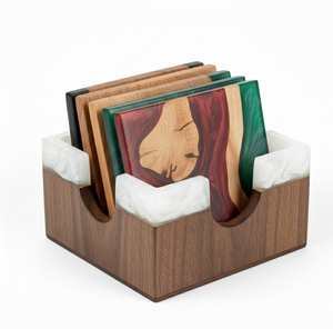 Sous-verres en résine de bois durables personnalisés |   Sous-verres en bois et résine époxy faits à la main, impression découpée |   Utilisation promotionnelle en gros - Product Image 1