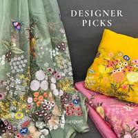 Belle broderie lourde florale la plus vendue des tissus de fils à broder multicolores pour la fabrication de robes pour femmes indiennes