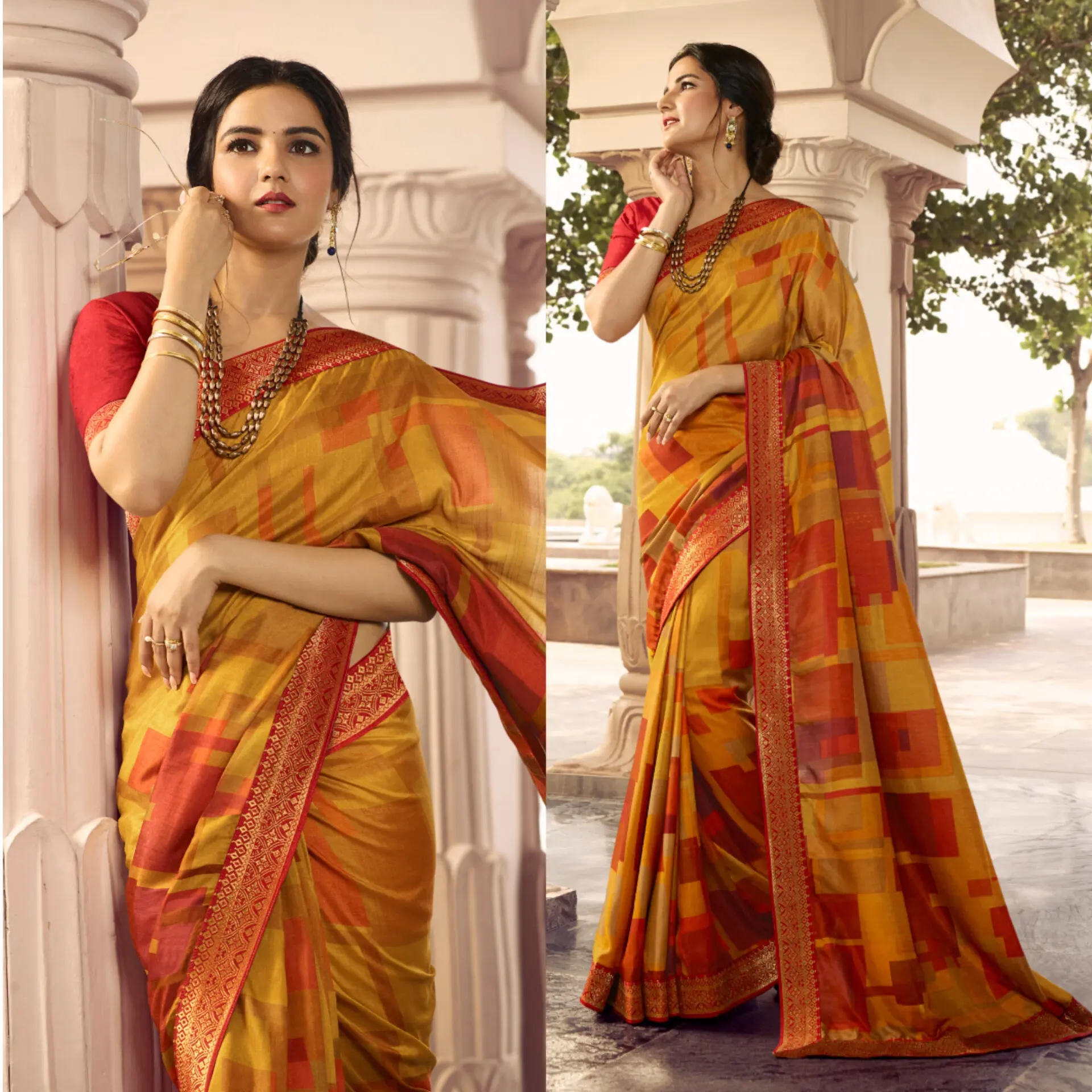 Saree Wedding Indian Party Wear Designer Paquistanês Kanjivaram Soft Silk Sari Impresso Saree com Grande Fronteira Grossa