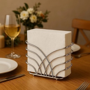 Stylish <b>Bar</b> Napkin Holder Stainless Steel Wave Design Strong Grip Compact Size Elegant Countertop Organizer - Product Image 3