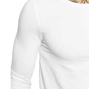 T-shirt à manches longues 100% coton pour hommes, de qualité supérieure, à col rond, teint uni, décontracté, BD - Product Image 3