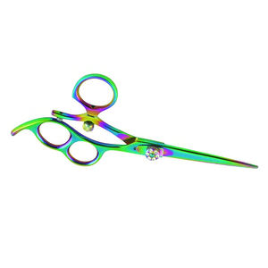 Couleur arc-en-ciel coupe de cheveux salon de coiffure cisailles en acier inoxydable cheveux élégant coiffeur cisailles avec trois anneaux - Product Image 5