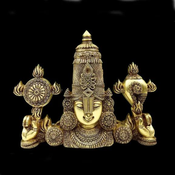 Heykel Tirupati Balaji heykeli antika kaplama ile Lord Venkateshwara şekil sunak heykeli ev tapınak heykeli ev dekor