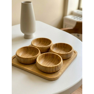 Juego de Tazones Redondos de Bambú Natural para Aperitivos, 4 Platos para Servir y Platos para Nueces - Product Image 2