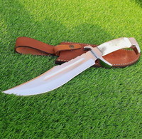 Pisau Berburu Baja Tahan Karat Buatan Tangan Khusus, Tahan Lama, Sangat Tajam, Gagang Tulang, Sarung, Ambidextrous, Finishing Halus, Modern