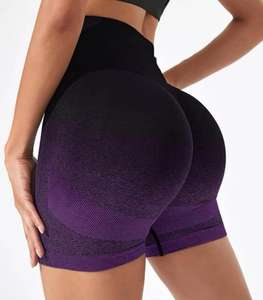 Shorts Deportivos Personalizados para Mujer, Cintura Alta Elástica, Nailon y Spandex, Transpirables, Secado Rápido, Estiramiento en Cuatro Direcciones, Diseño Sólido, Varias Tallas - Product Image 1