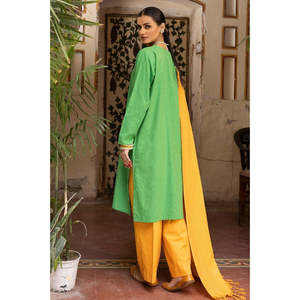 Conjunto Casual de Camisa y Pantalón Teñidos con Hilo WGK-YDS-DE-3316 para Primavera/Verano, Diseño sin Cuello - Product Image 1