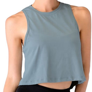 Top corto de algodón Premium de gran tamaño con cuello redondo liso para mujer al por mayor con estilo al mejor precio y hombros descubiertos logotipo personalizado - Product Image 6