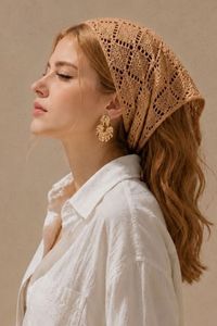 Pañuelo de Punto Perforado Texturizado Suave de Algodón para Mujer, Elegante y Cómodo - Product Image 2