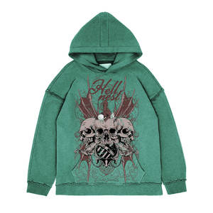 Sweat à capuche premium tendance en molleton de coton, effet vieilli, couleur unie, respirant, coupe classique, avec logo personnalisé, pour hommes et femmes, vente en gros, 100% coton - Product Image 3