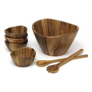 Vaisselle en gros ensemble de bols en bois pour la restauration en vrac export style vintage bols à salade en bois d'acacia - Product Image 1