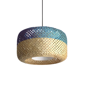 Tốt Nhất Bán Tre Chụp Đèn Màu Xanh Tím Gradient Vòng Hình Dạng Handwoven Chụp Đèn Làm Bằng Tay Chụp Đèn Cho Trang Trí Nội Thất Bán Buôn - Product Image 1