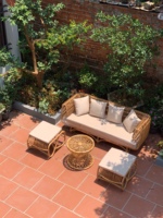 Conjunto de Sofás Seccionales de Ratán Inflables Económicos para Jardín, Decoración Moderna para Sala de Estar de Apartamento