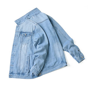 Veste à la mode à manches longues pour hommes, vestes en jean décontractées de couleur unie et de style urbain, coupe ajustée pour hommes - Product Image 3