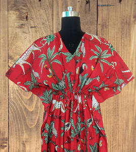 Caftan en coton indien pour femmes longue robe d'été imprimée Maxi robe de soirée robe grande taille taille naturelle - Product Image 1