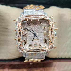 VVS Moissanite GRA Diamond Iced Luxury Fully Automatic 40mm White Diamond Roman Dial Men's Hip Hop Wristwatch 41mm Analog 22mm - Product Image 5