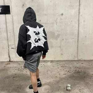 Venta al por mayor Terry Streetwear Heavyweight Oversized Patch Hoodie Manufacturers Custom Logo Applique Bordado Acid Wash Hoodie Hombres - Product Image 3